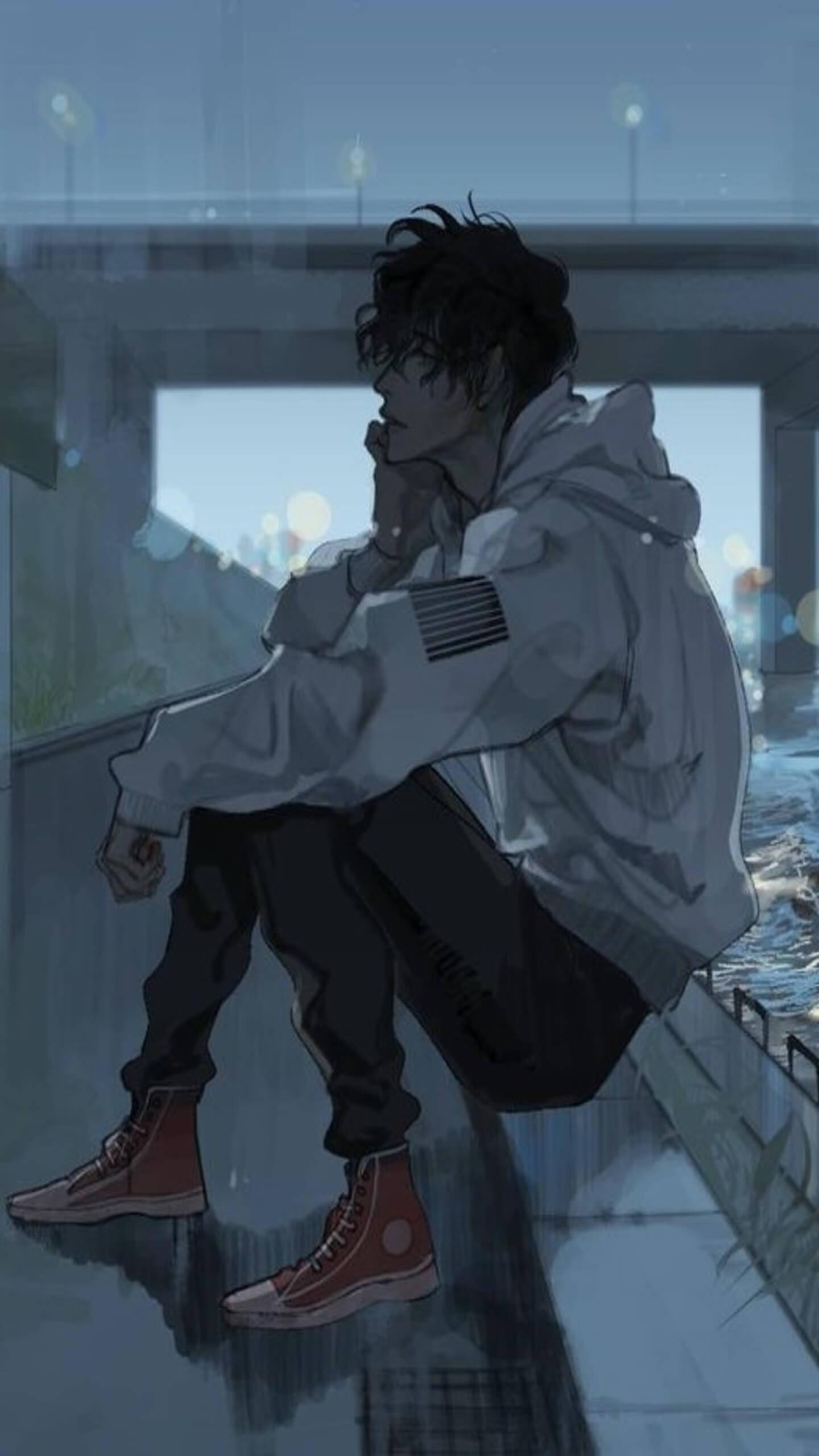Hartseer Anime Witbaadjie Estetika Muurpapier