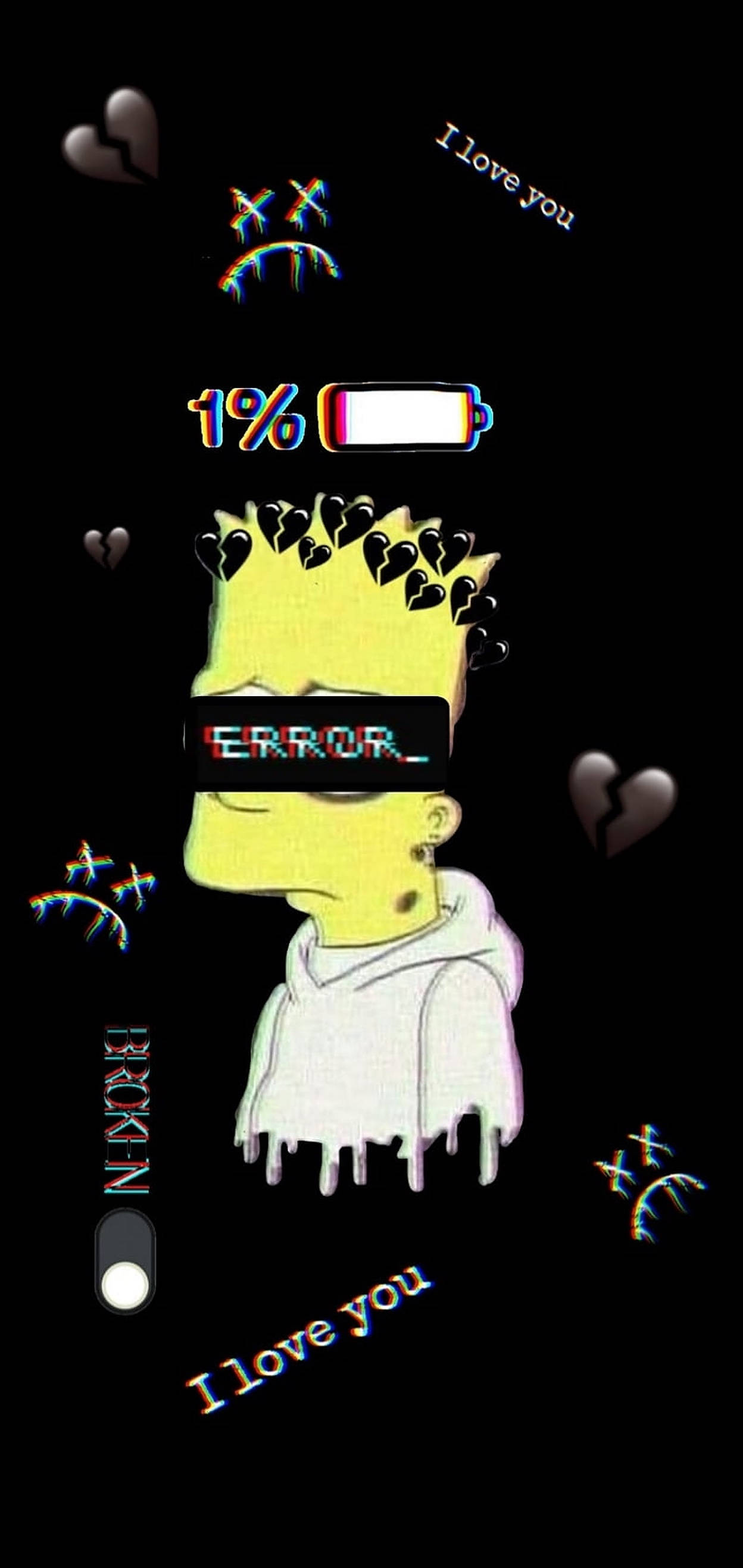 Hartseer Bart Simpsons Battery Persentasie Muurpapier