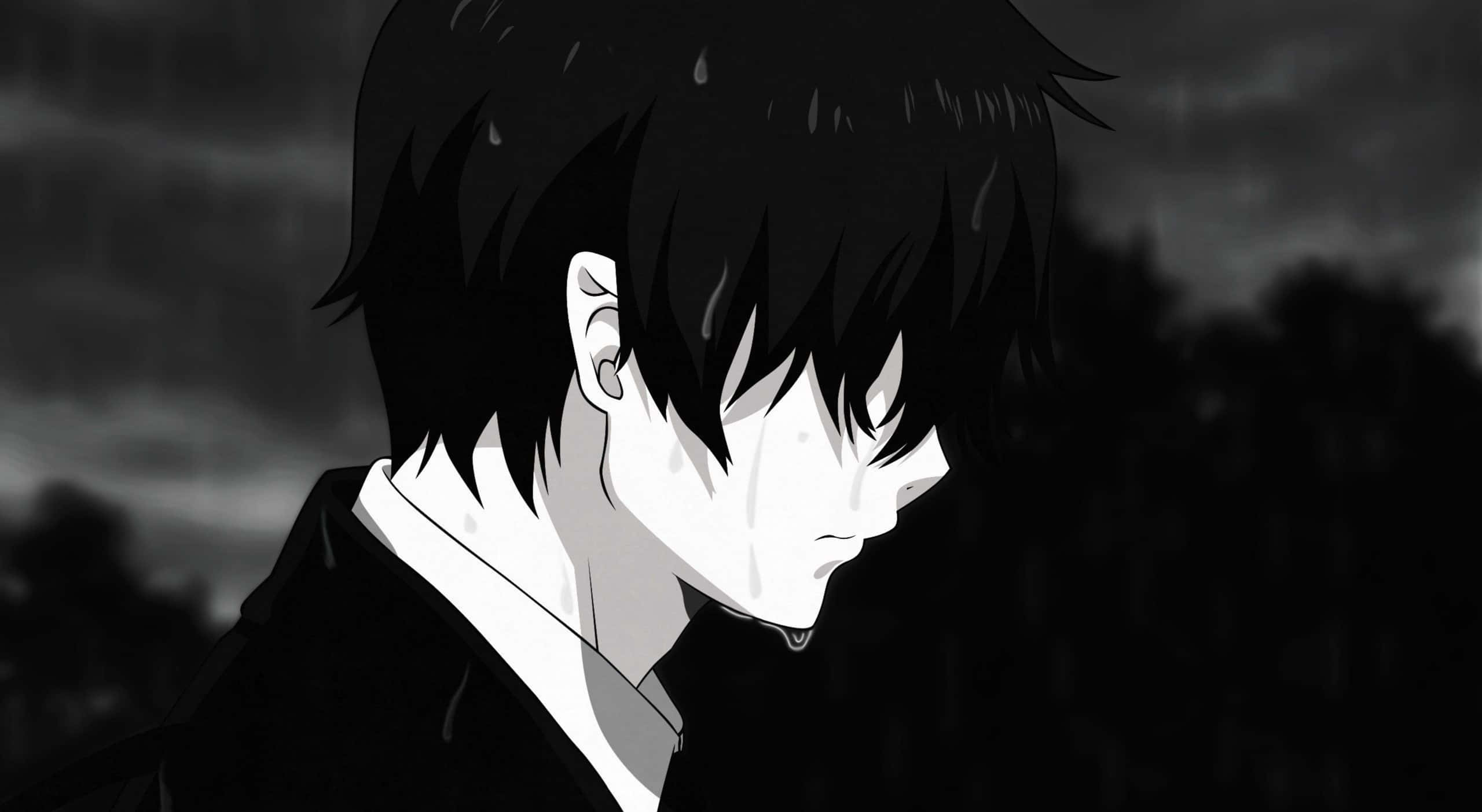 Hartseer Estetiese Anime Seun Met Trane Muurpapier