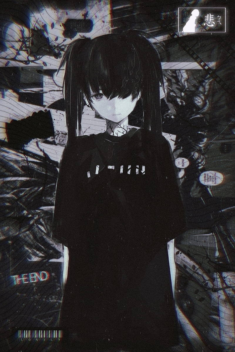 Hartseer Meisie Edgy Anime Profielfoto Muurpapier