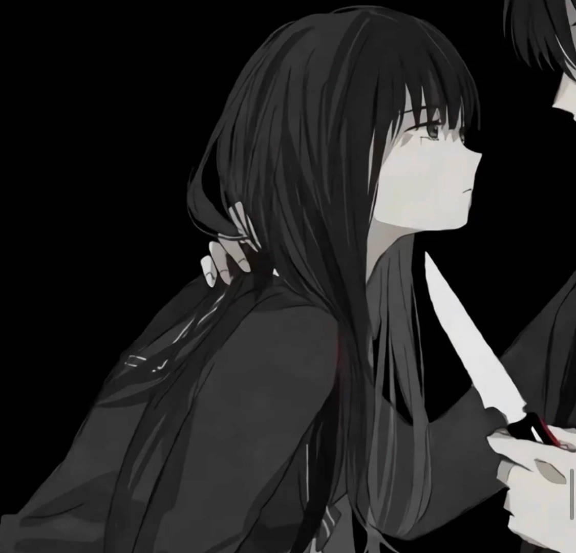 Hartseer Meisie Edgy Anime Profielfoto Muurpapier