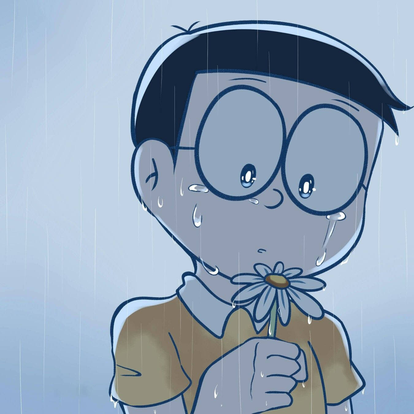 Hartseer Nobita Hou Blom Doraemon Muurpapier