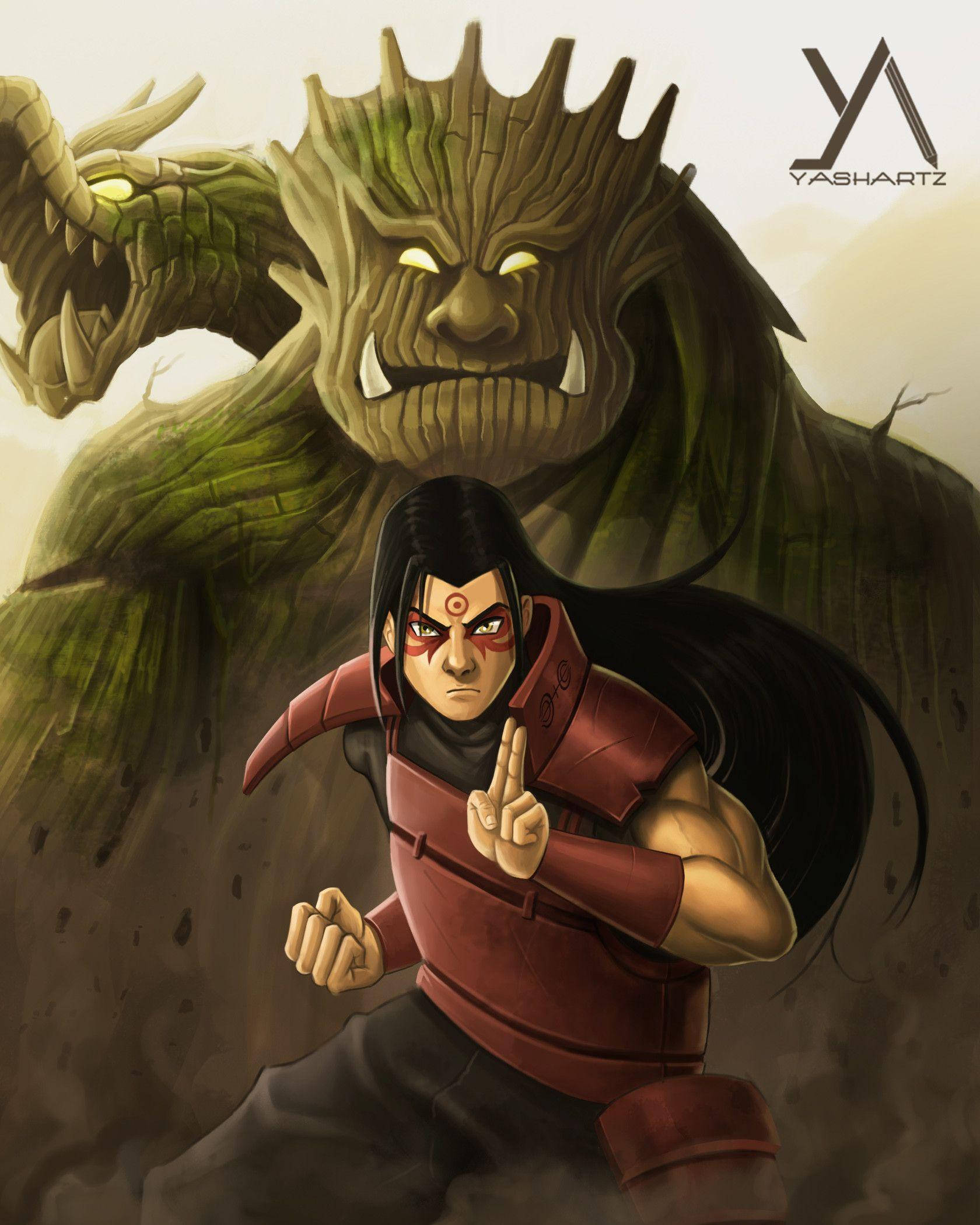 Hashirama-foon met Houtdraak Muurpapier