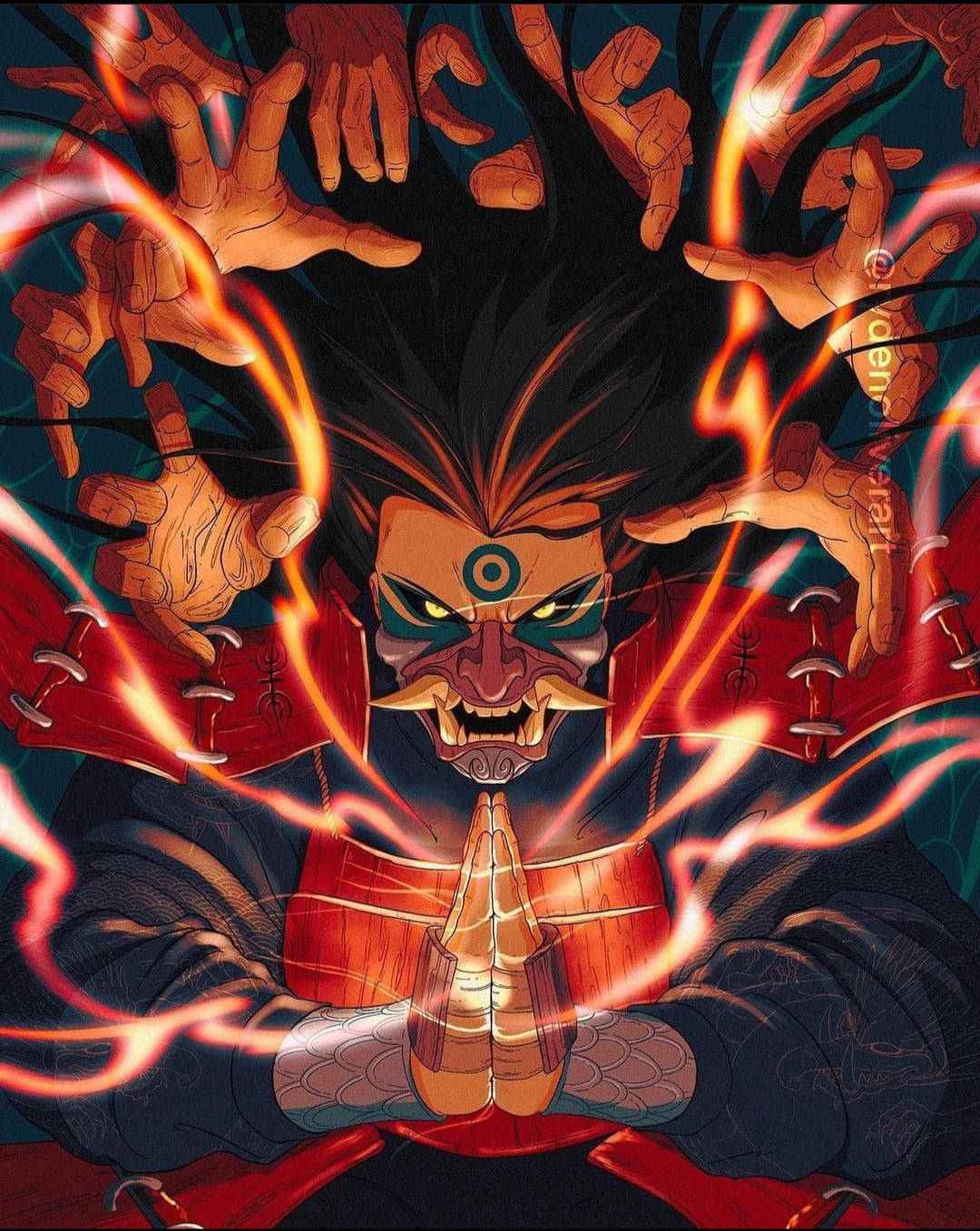 Hashirama Senju gevoude hande Muurpapier