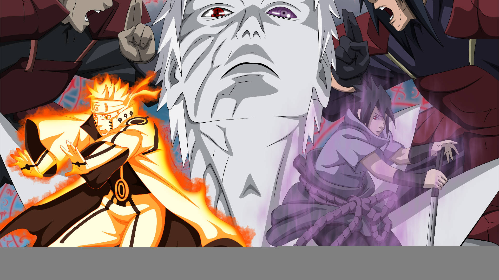 Hashirama Senju Vyf Karakters Muurpapier