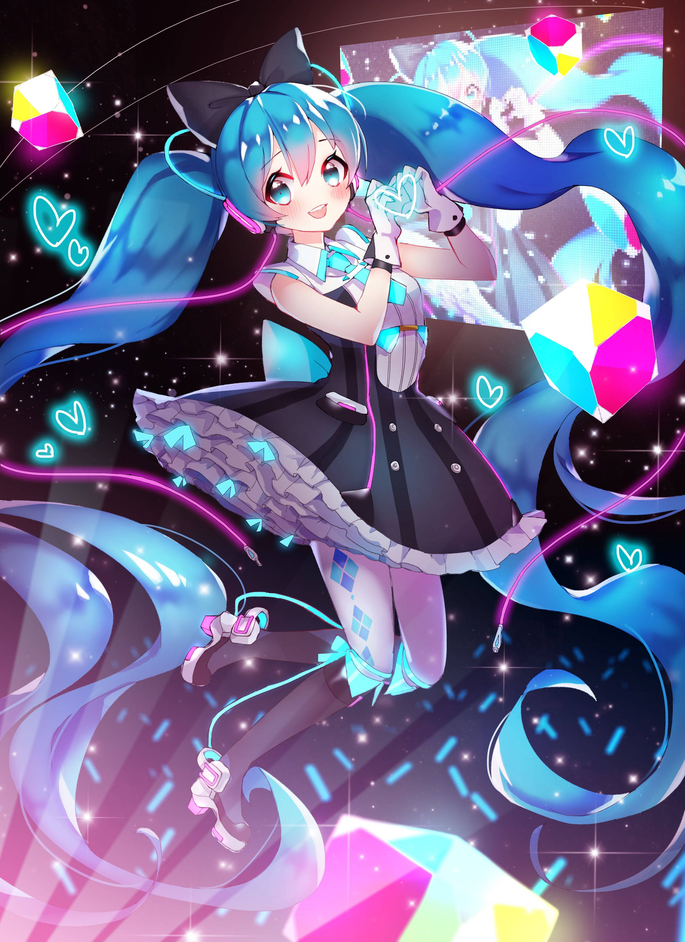 Hatsune Miku Betower Aanhangers Met Haar Skoonheid Muurpapier