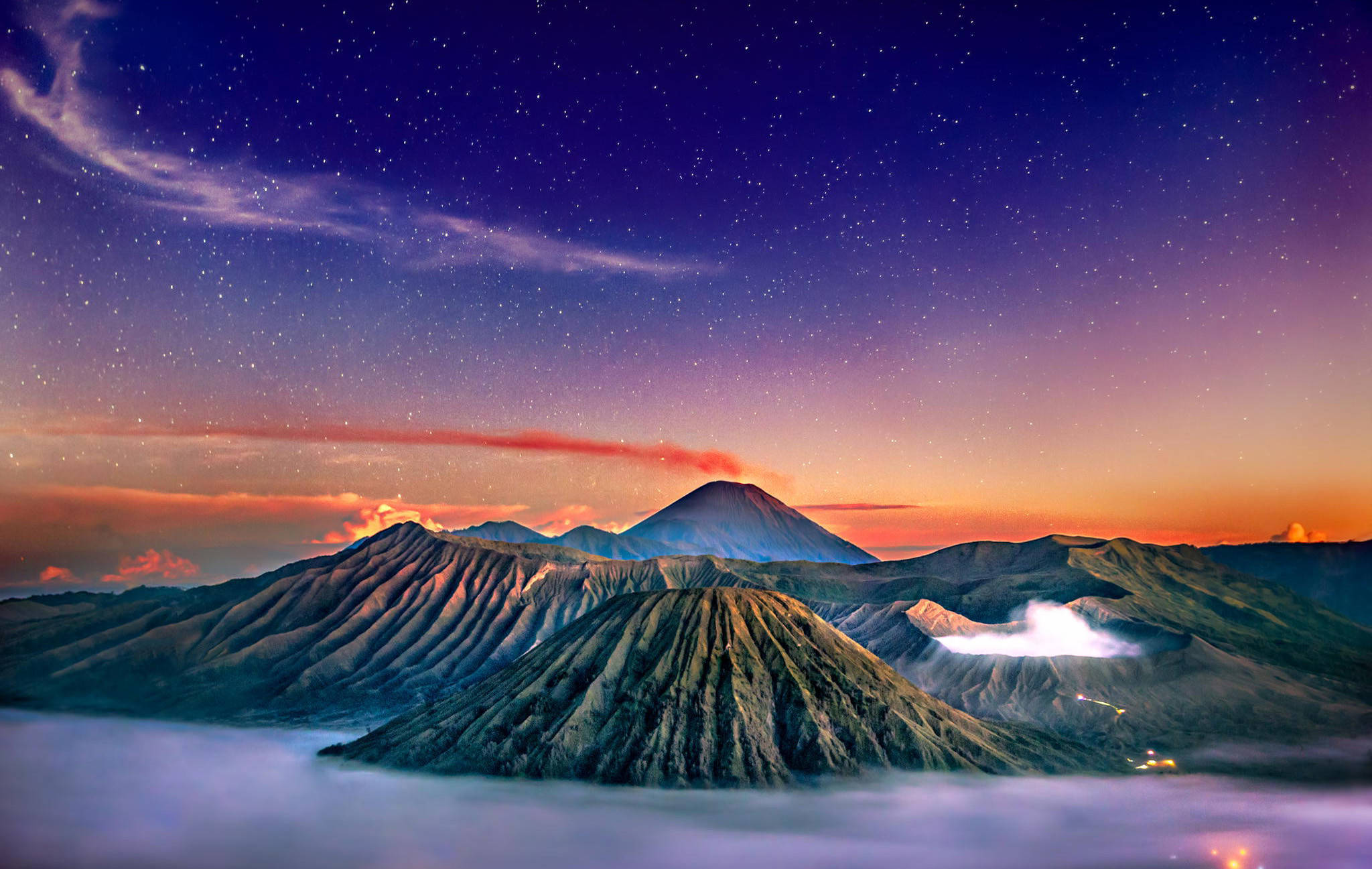 HD Landskap Berg Bromo Indonesië Muurpapier