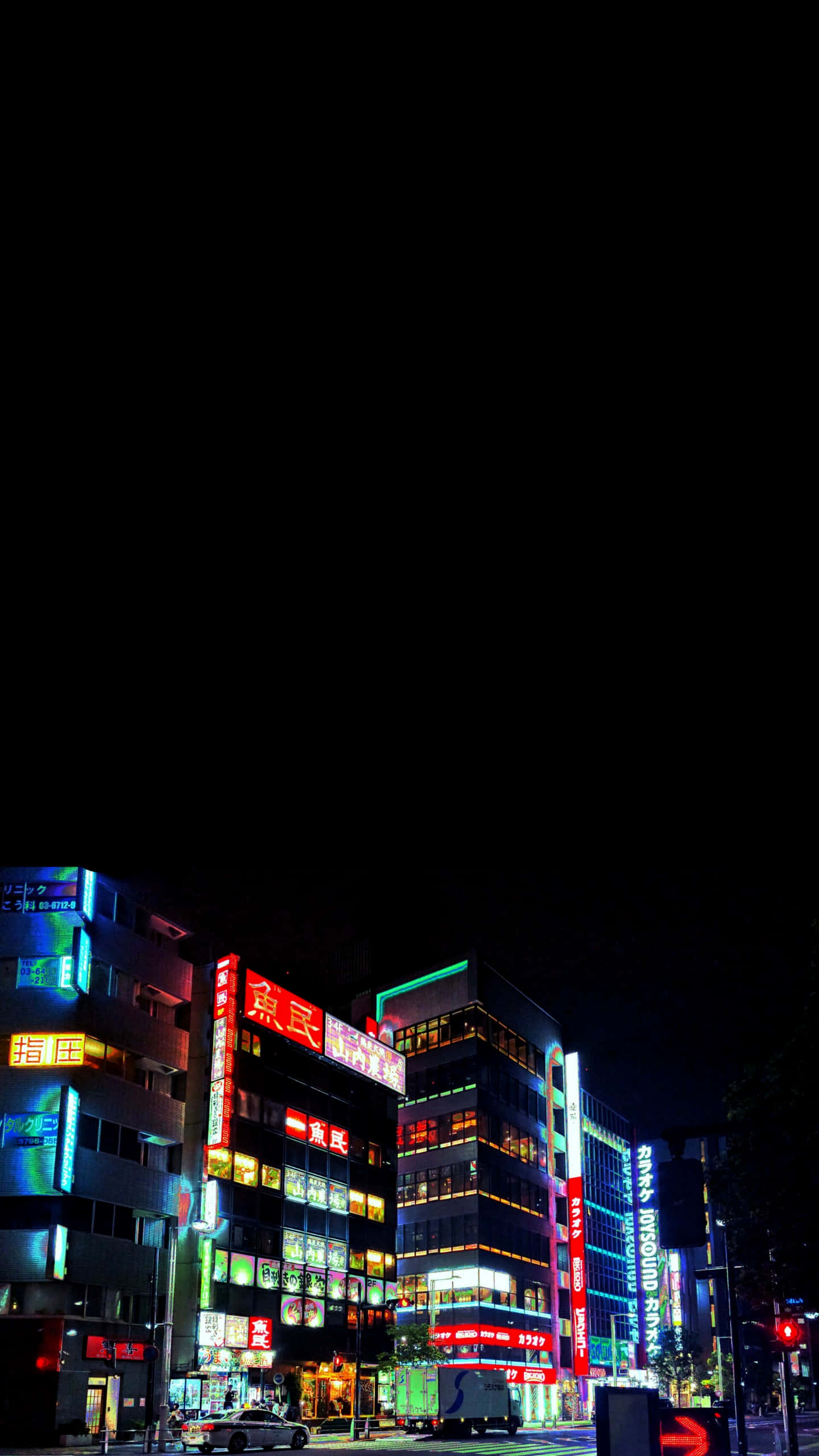 HD OLED Tokio Nag Agergrond Muurpapier