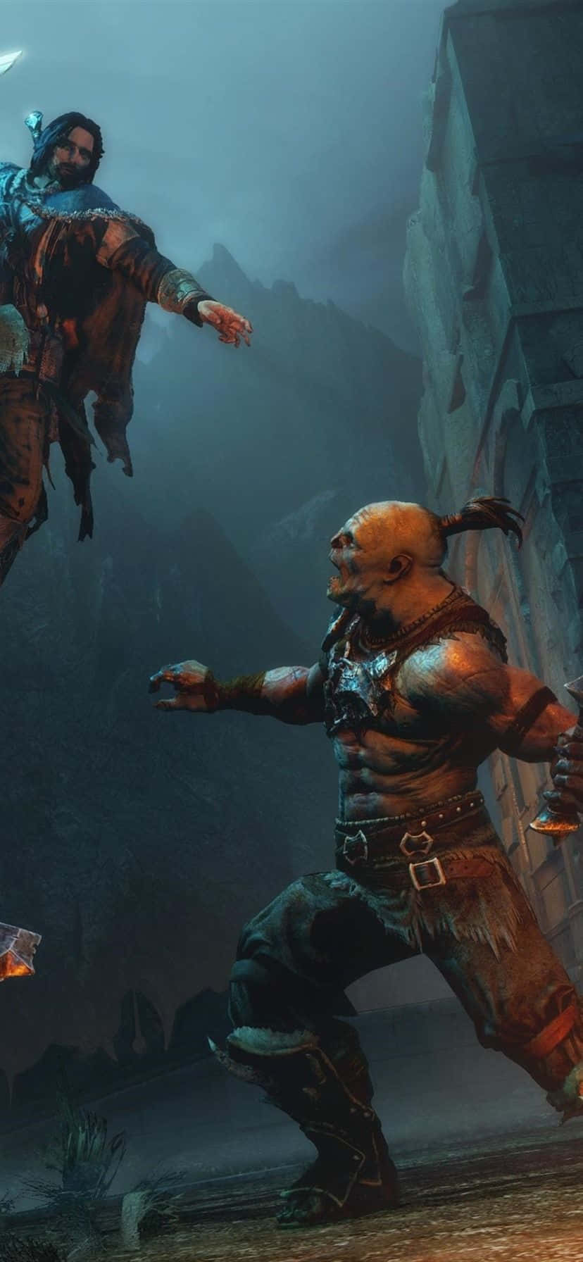 HD Shadow of Mordor-sprongaanval-agtergrond Muurpapier