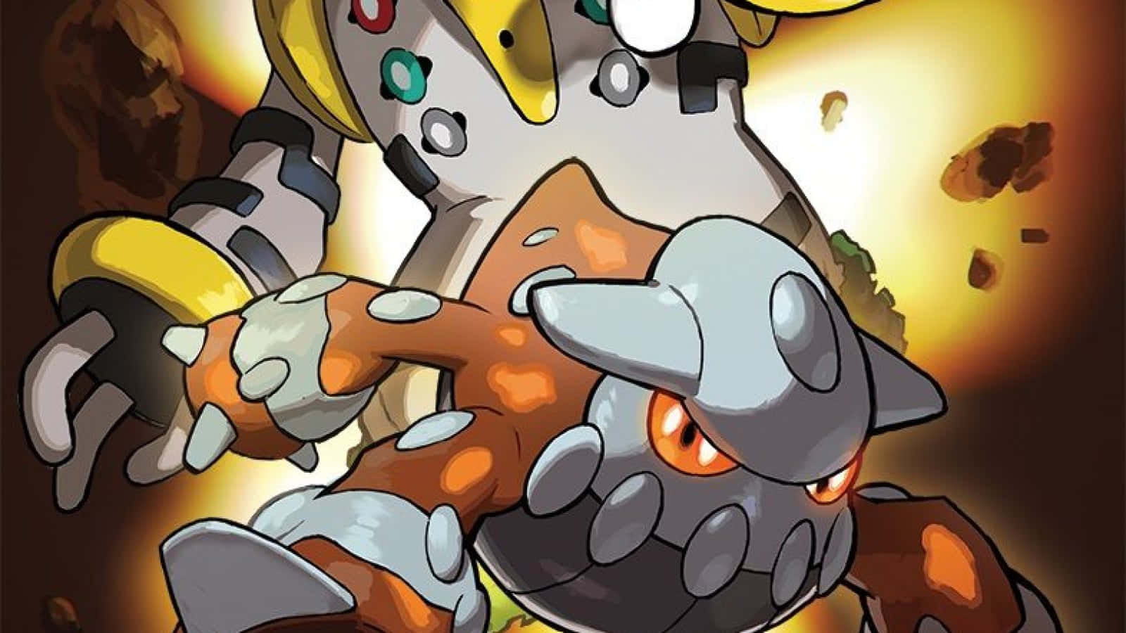 Heatran met Regigigas op die agtergrond Muurpapier