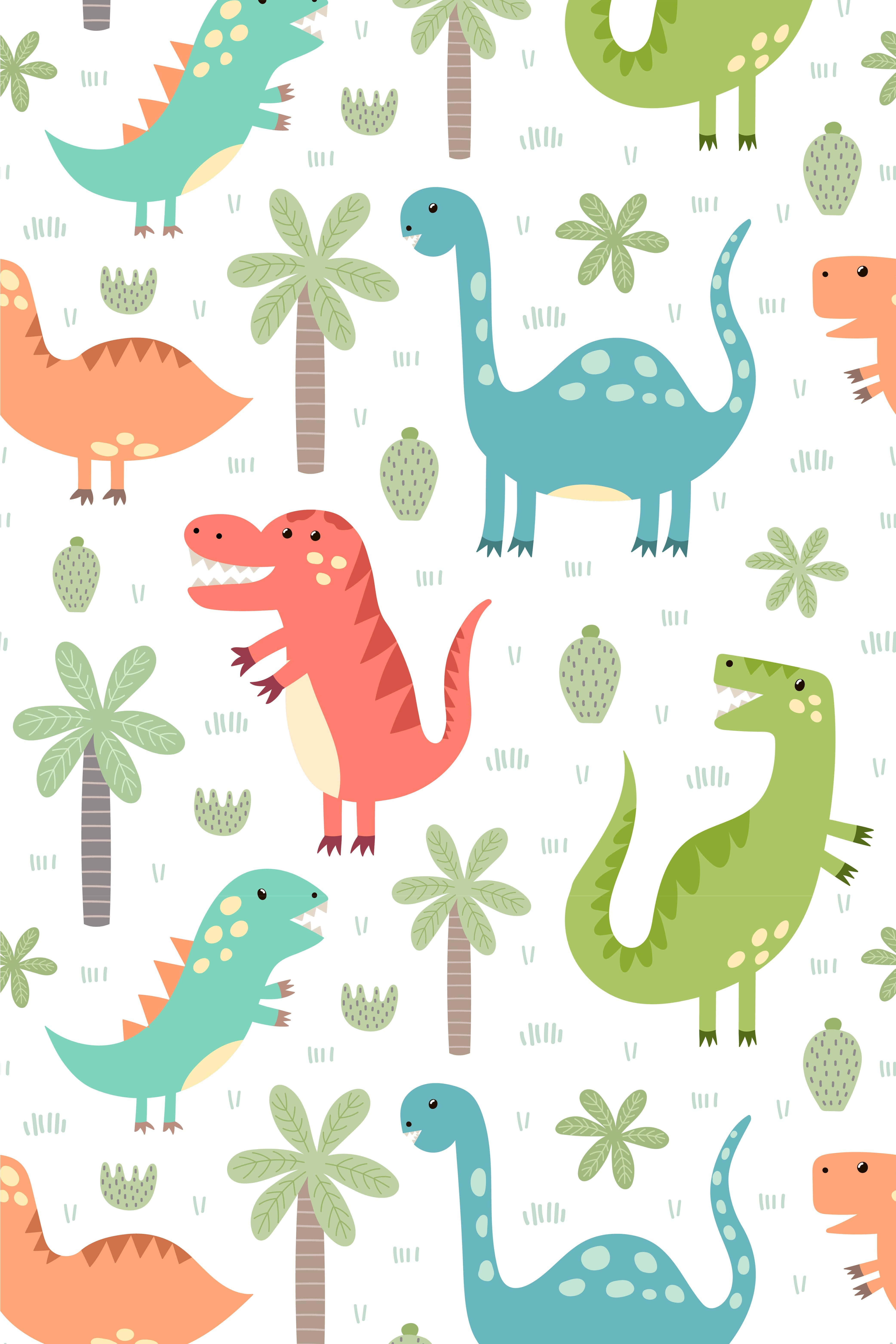 Heerlike Dinosouruspartytjie in die Oerwoud Muurpapier