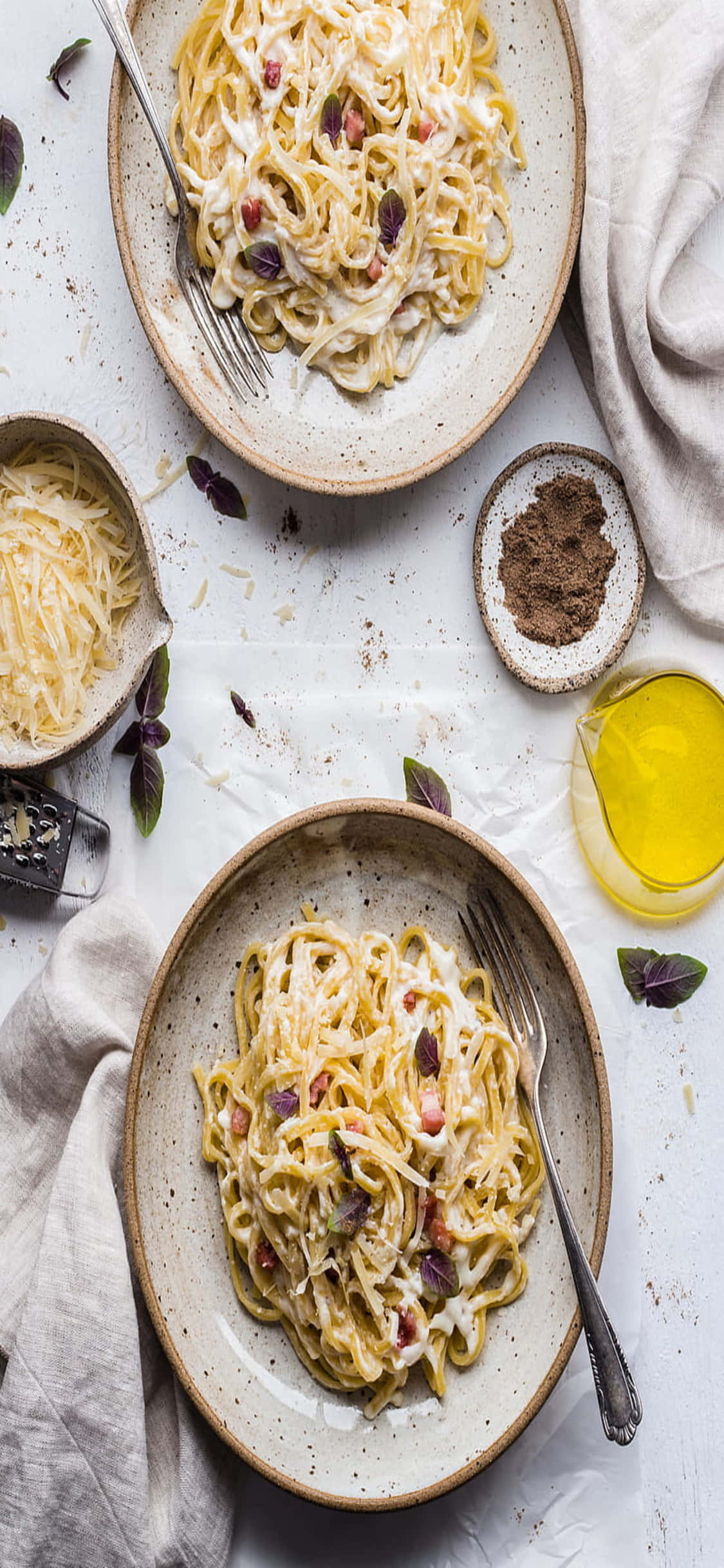 Heerlike genot met iPhone X - 'n samesmelting van tegnologie en pasta Muurpapier