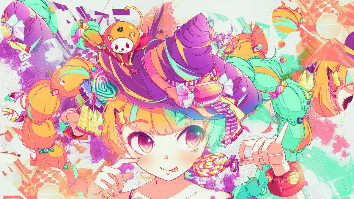 Kawaii lekkergoed heks wat soet lekkernye het muurpapier.