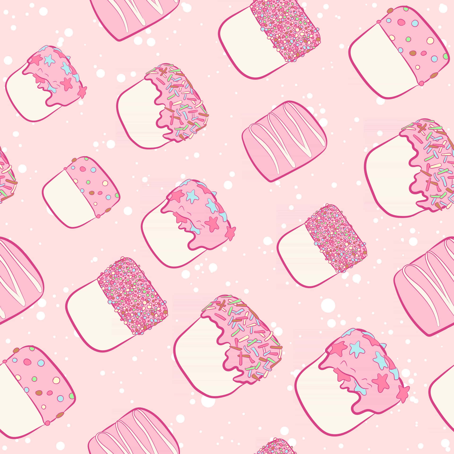 Heerlike Versameling van Kawaii-elemente op Pienk Agtergrond Muurpapier