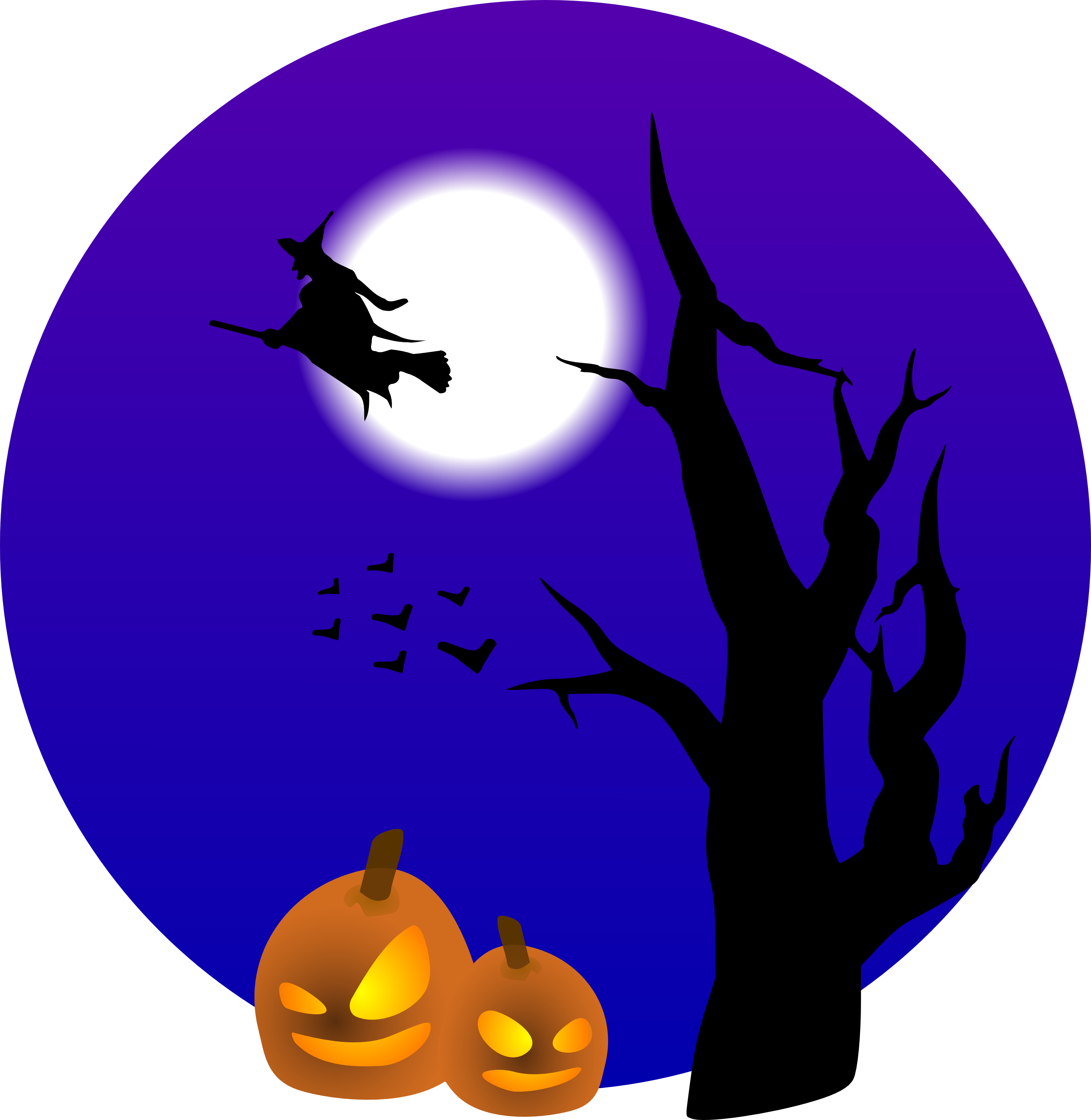 Heks wat teen Volmaan Vlieg vir Halloween Muurpapier