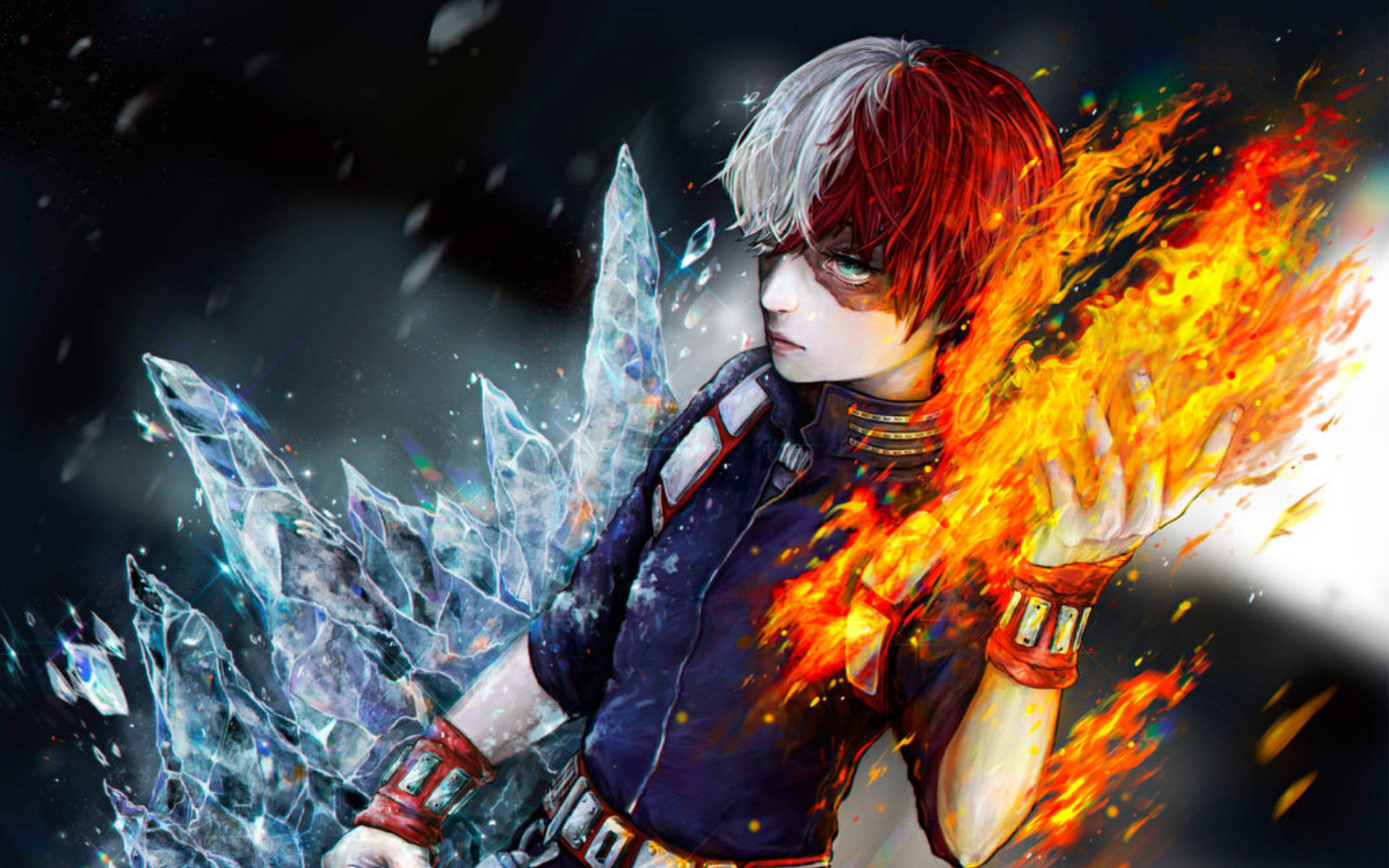 Held Oulike Todoroki van Twee Elemente Muurpapier