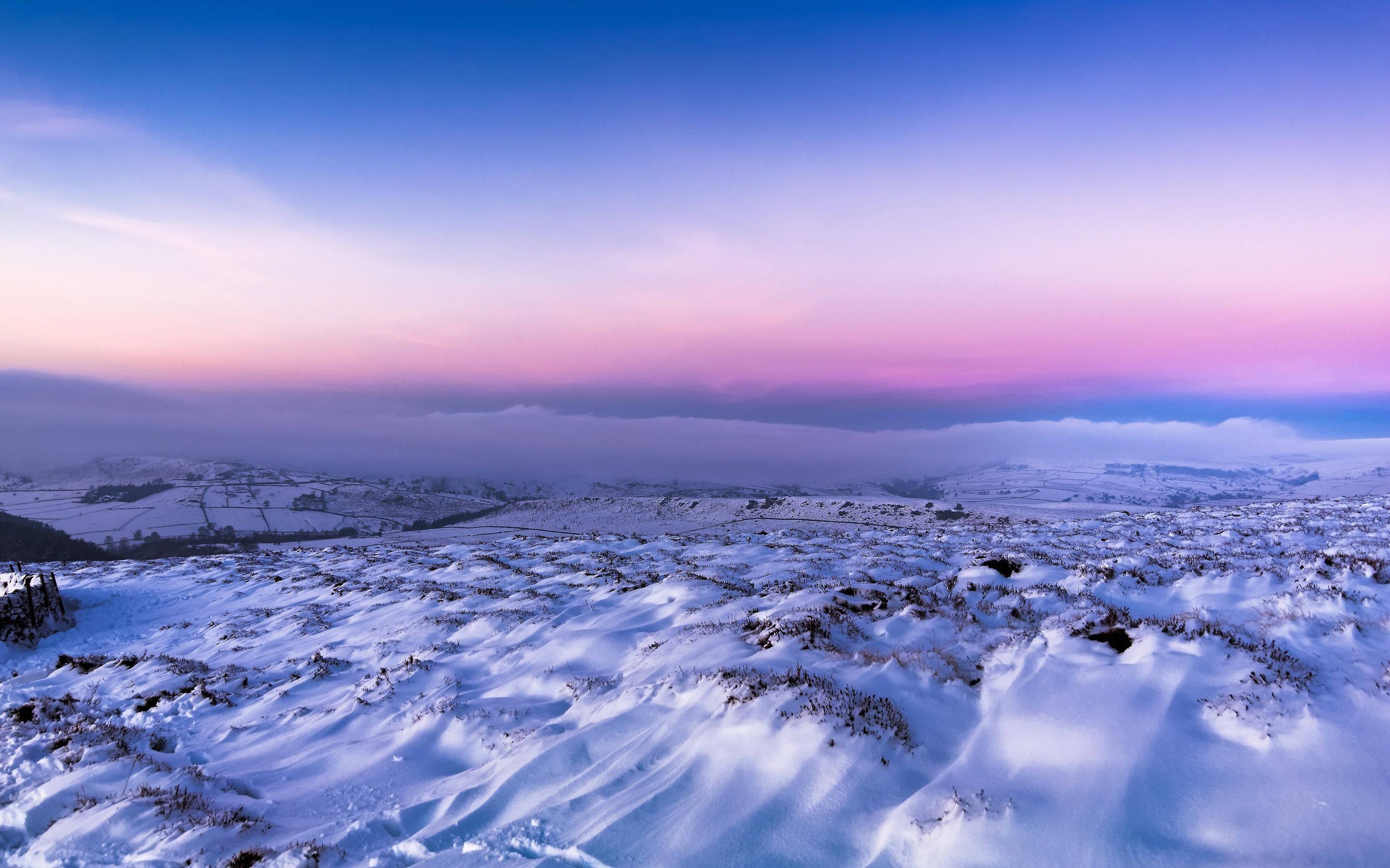 Helder Lug Winter Skemering Muurpapier