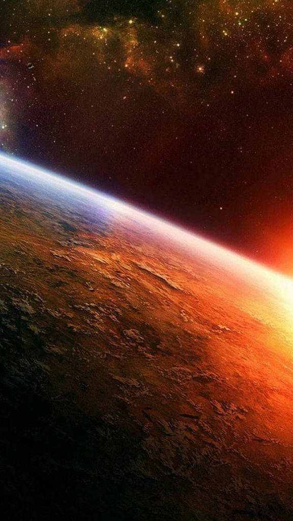 Helder Oranje Planeet Ruimte iPhone Muurpapier