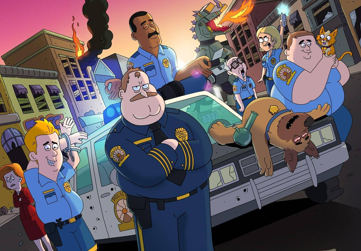 Hele Paradise PD Karakters in Een Raam Muurpapier