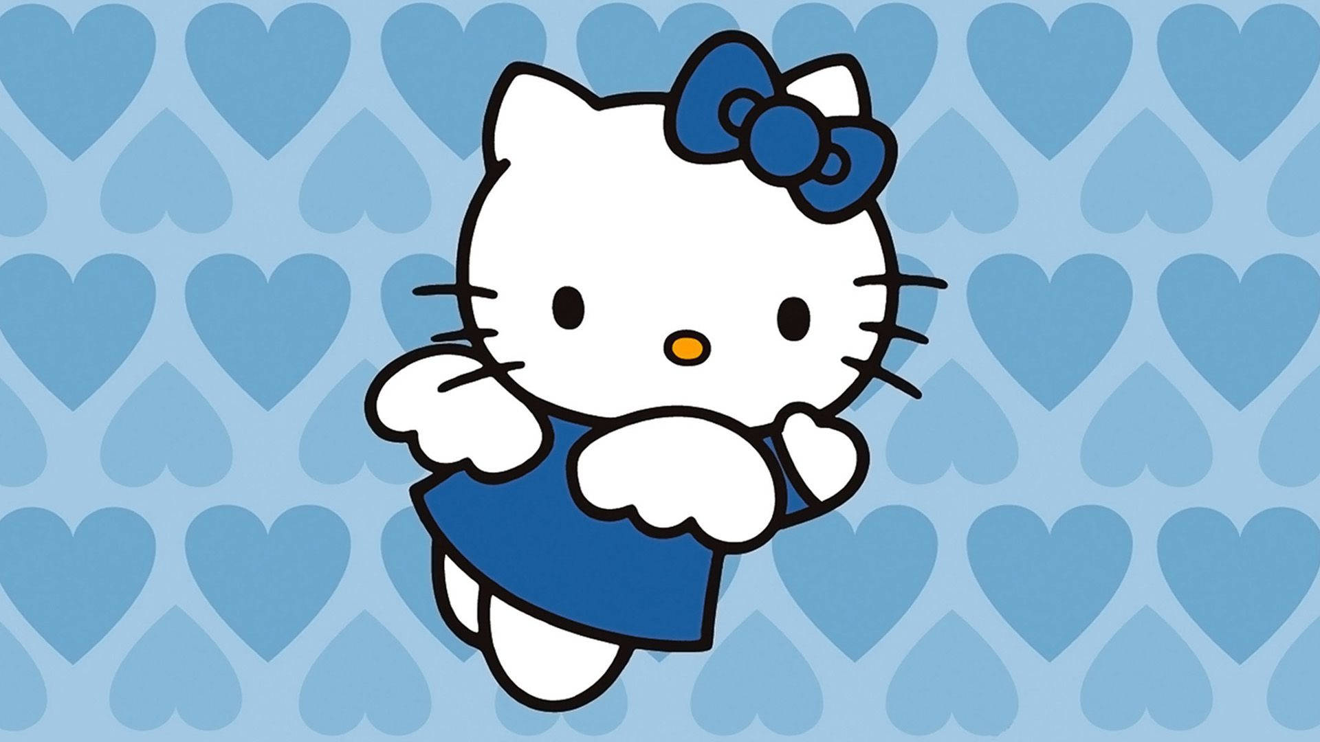 Hello Kitty Aestetiese Blou Engel Muurpapier