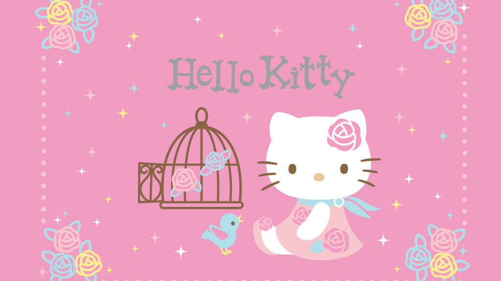 Hello Kitty Estetiek Bevry Die Voël Muurpapier