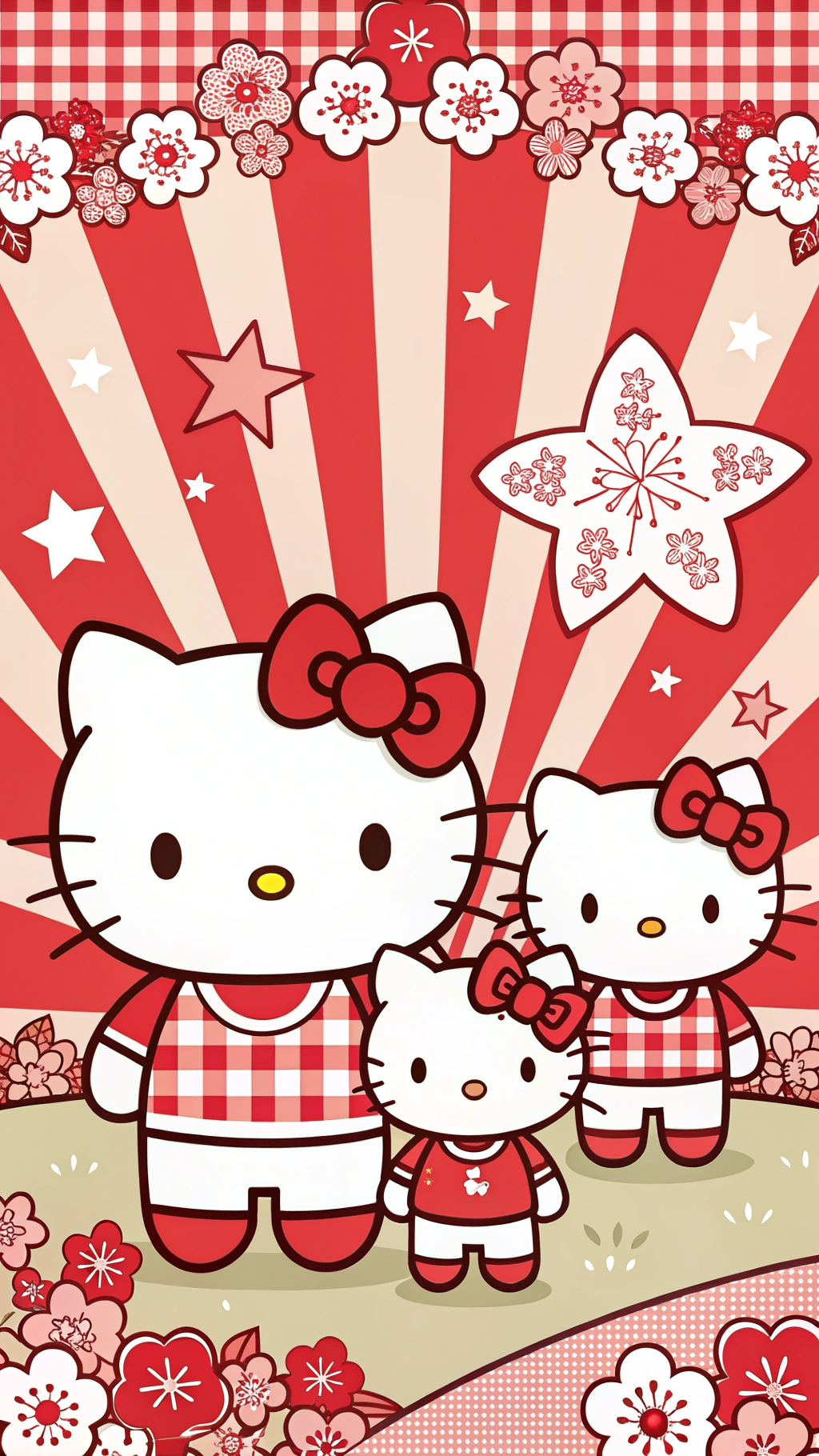 Hello Kitty Familie se PLESIERIGE Styl Muurpapier
