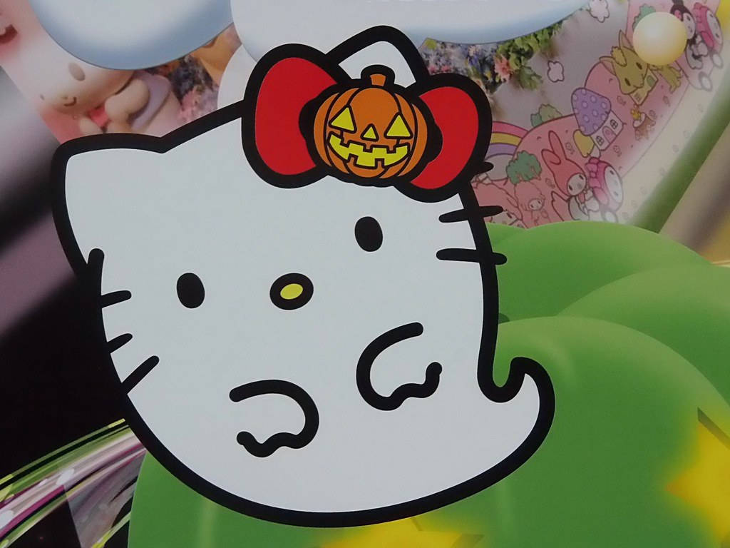 Hello Kitty Halloween Wit Spook Muurpapier