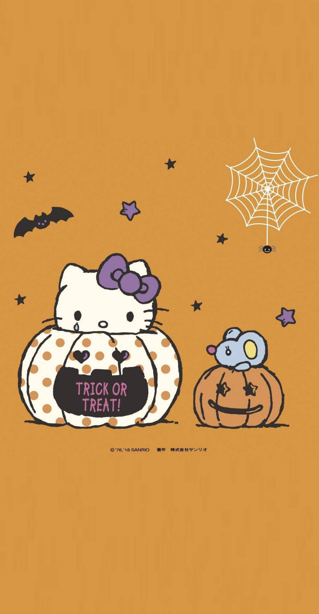 Hello Kitty Halloween Oulike Kuns Muurpapier