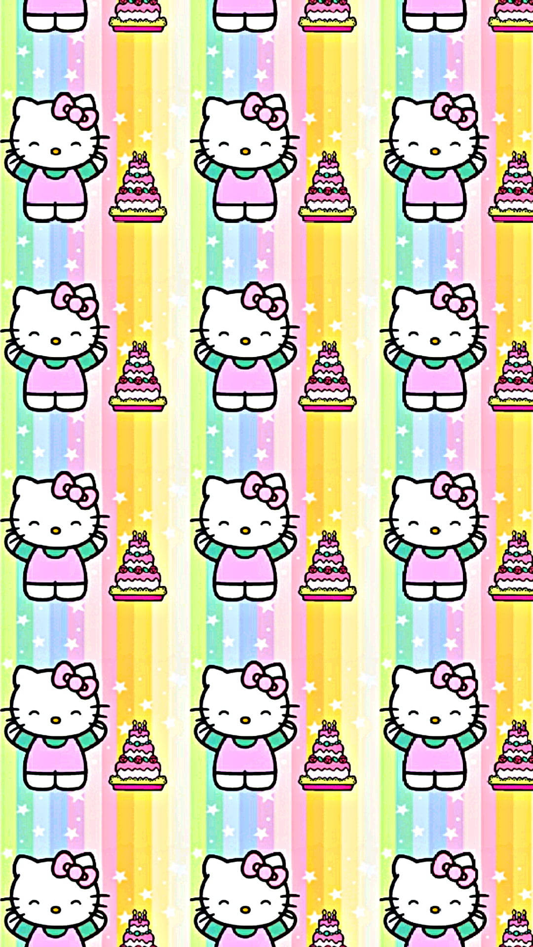 Hello Kitty in oulike pastelkleure — Estetiese kuns Muurpapier