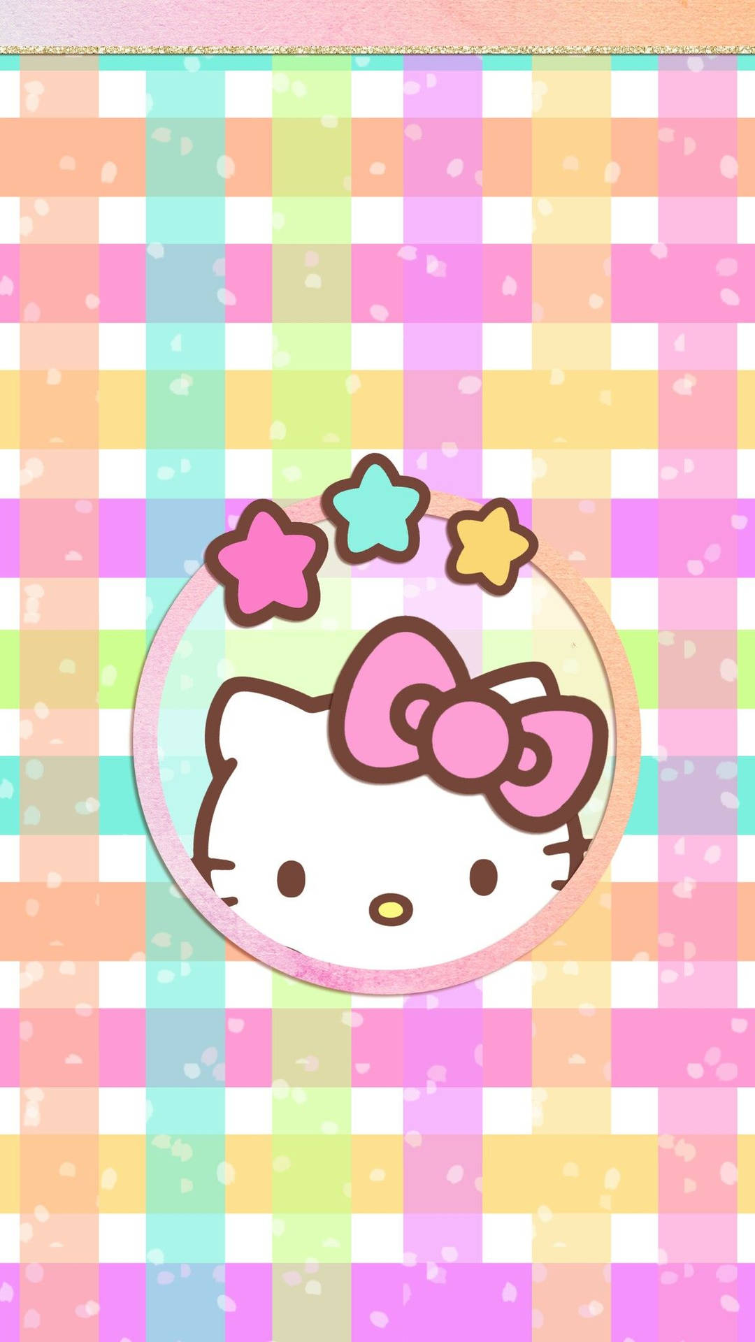 Hello kitty kawaii geweefde pastelkleure muurpapier.