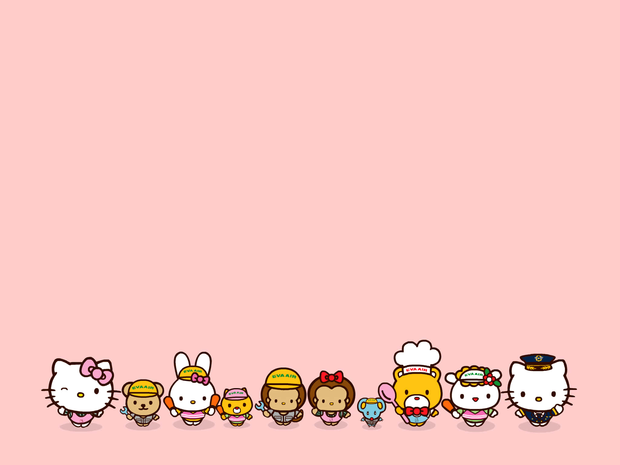 Hello Kitty langs Sanrio-karakters Agtergrond Muurpapier