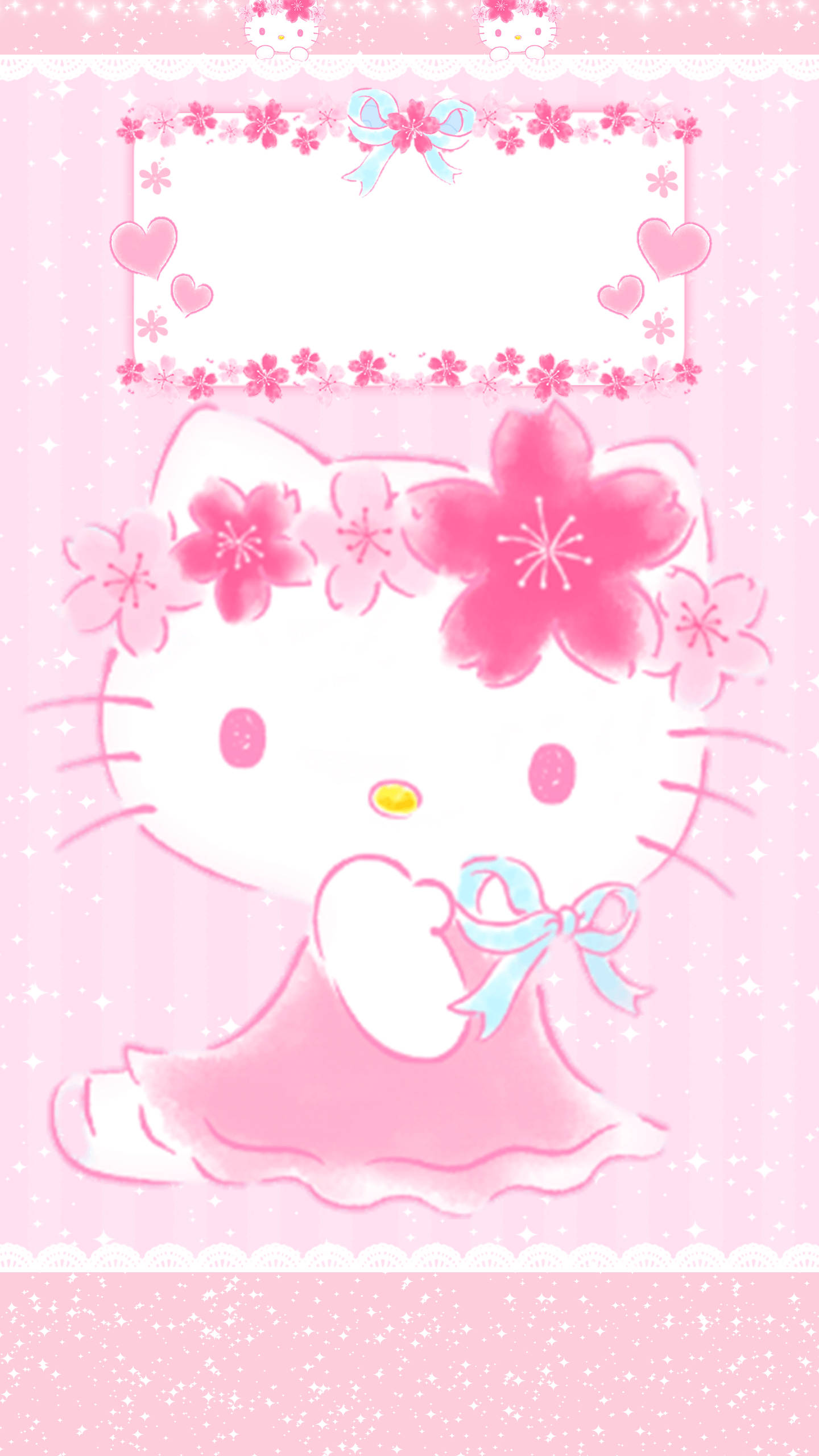 Hello Kitty Met Kawaii Pienk Agtergrond Muurpapier