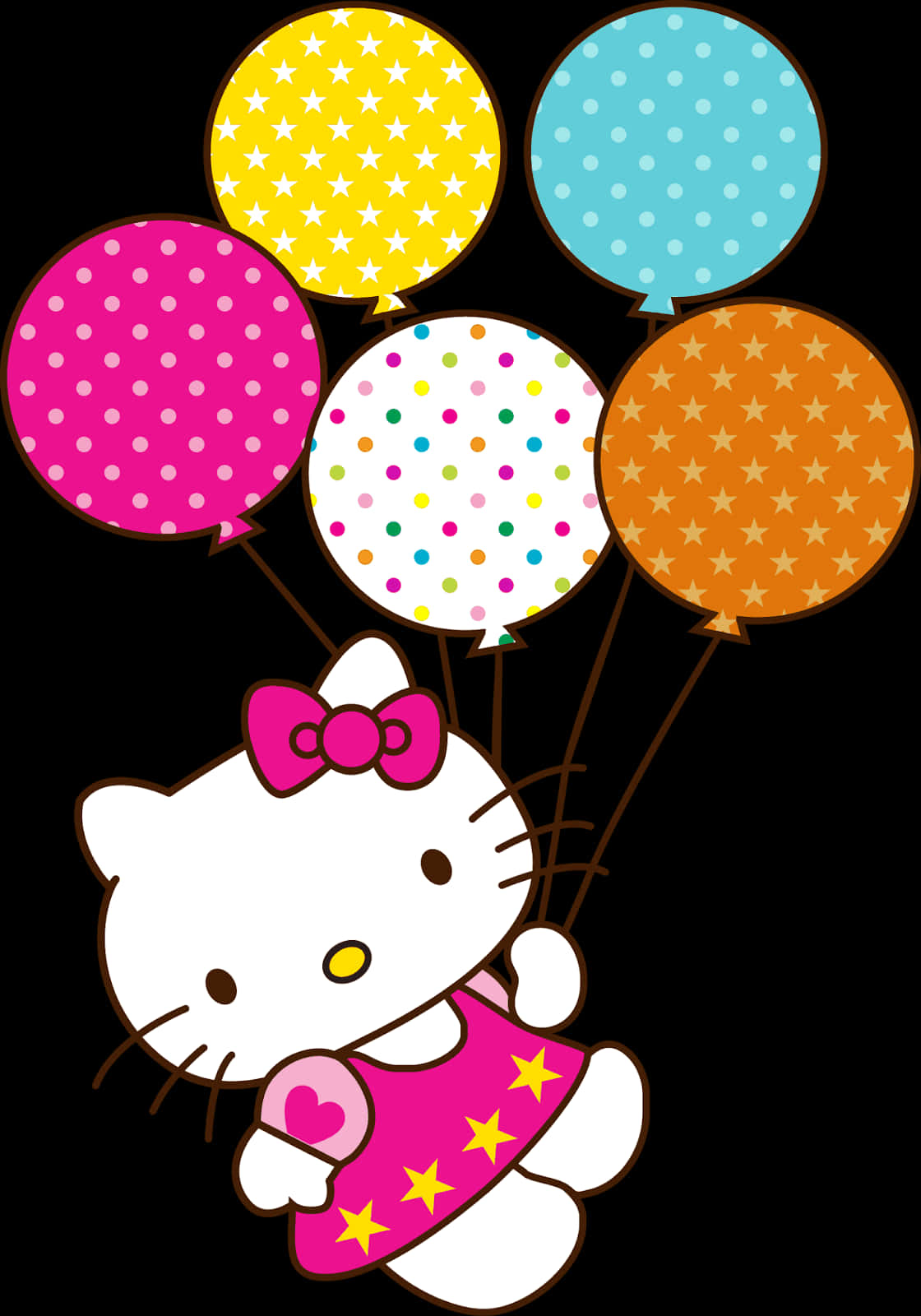 Hello Kitty met Ballonne Muurpapier
