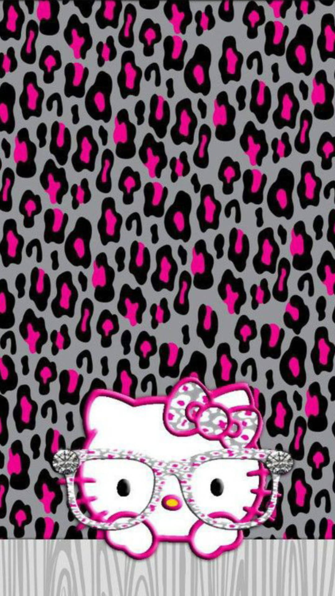 Hello Kitty op Oulike Luiperdpatroon Muurpapier