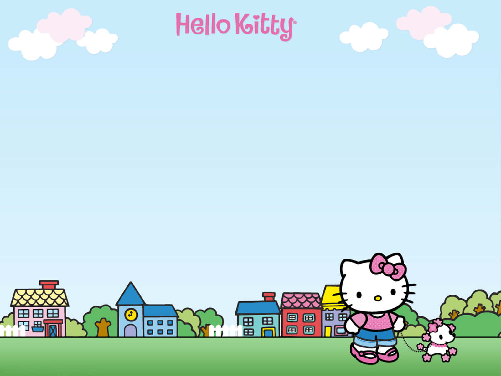 Hello Kitty op Veldagtergrond Muurpapier