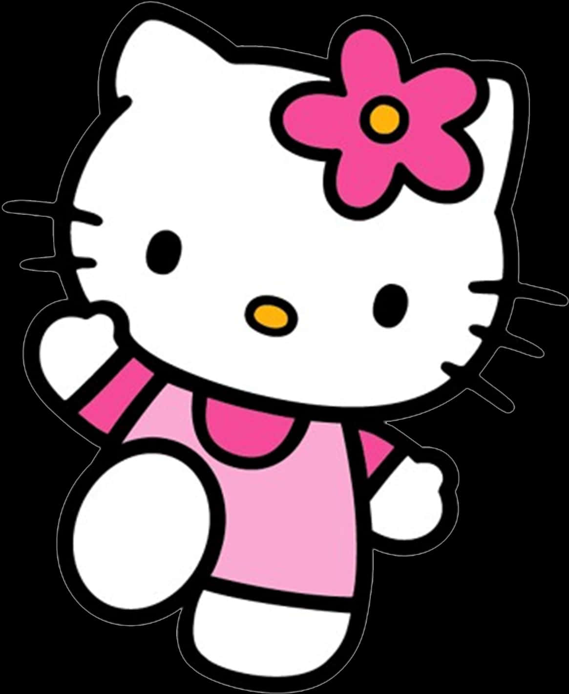 Hello Kitty Pienk Uitrusting Blom Muurpapier