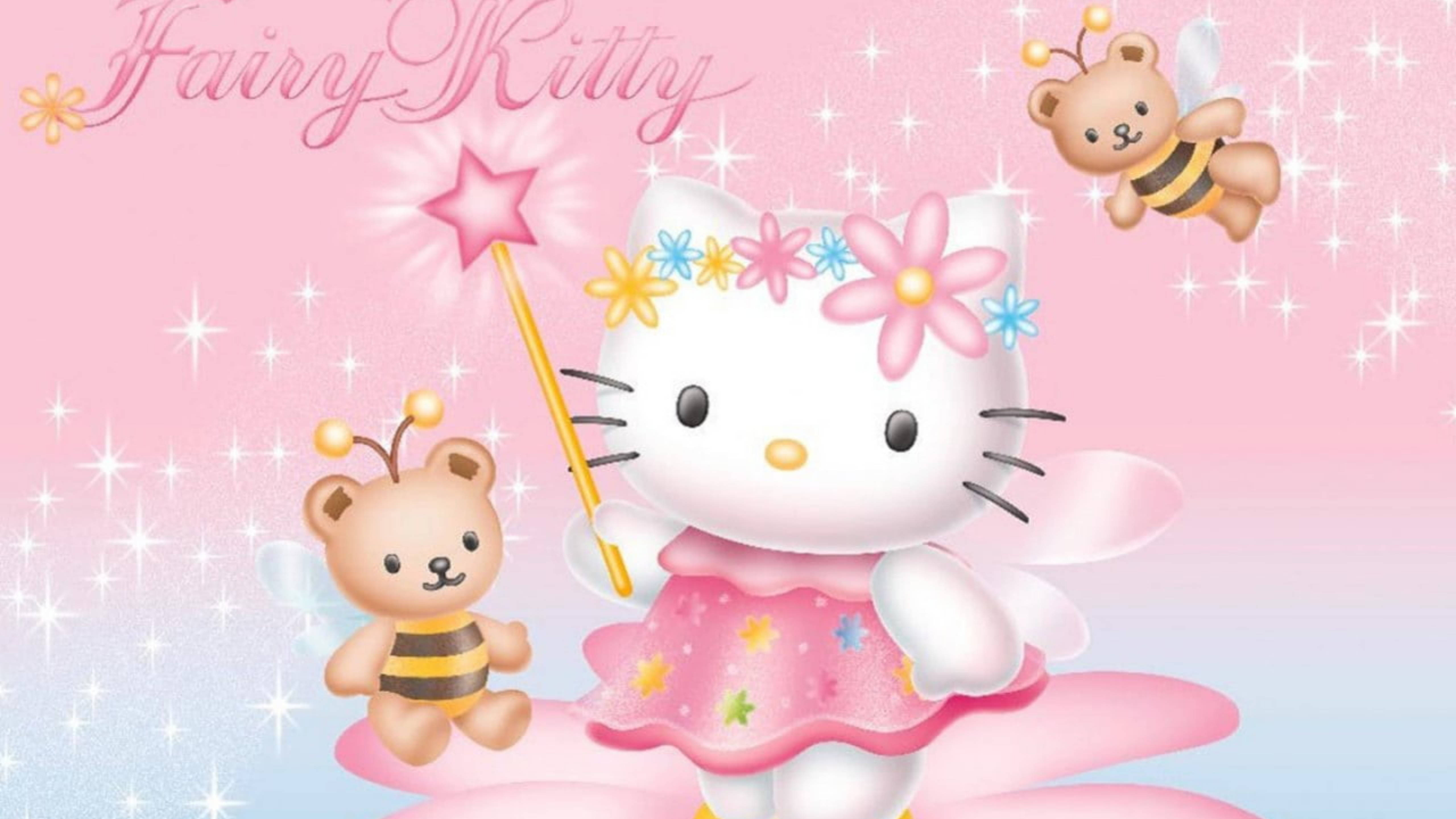 Hello Kitty Pienk Feetjie Muurpapier