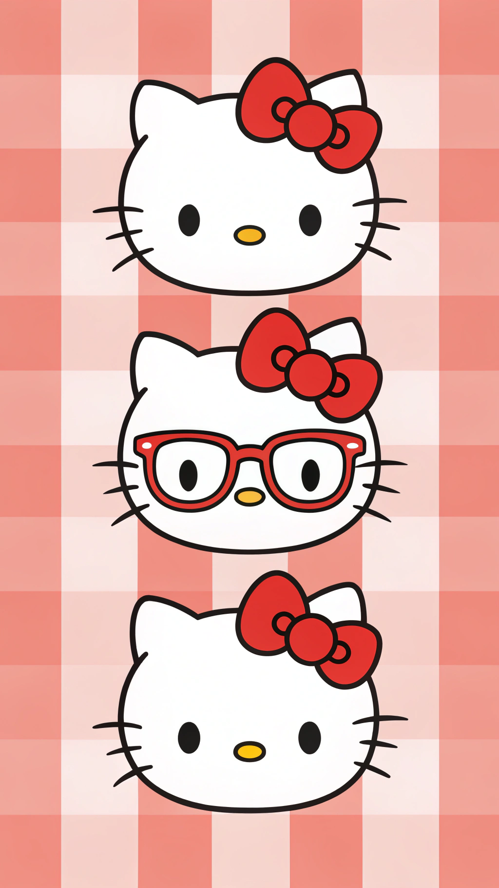 Hello Kitty se DRIE Gesigte Sal Jou SKOK Muurpapier