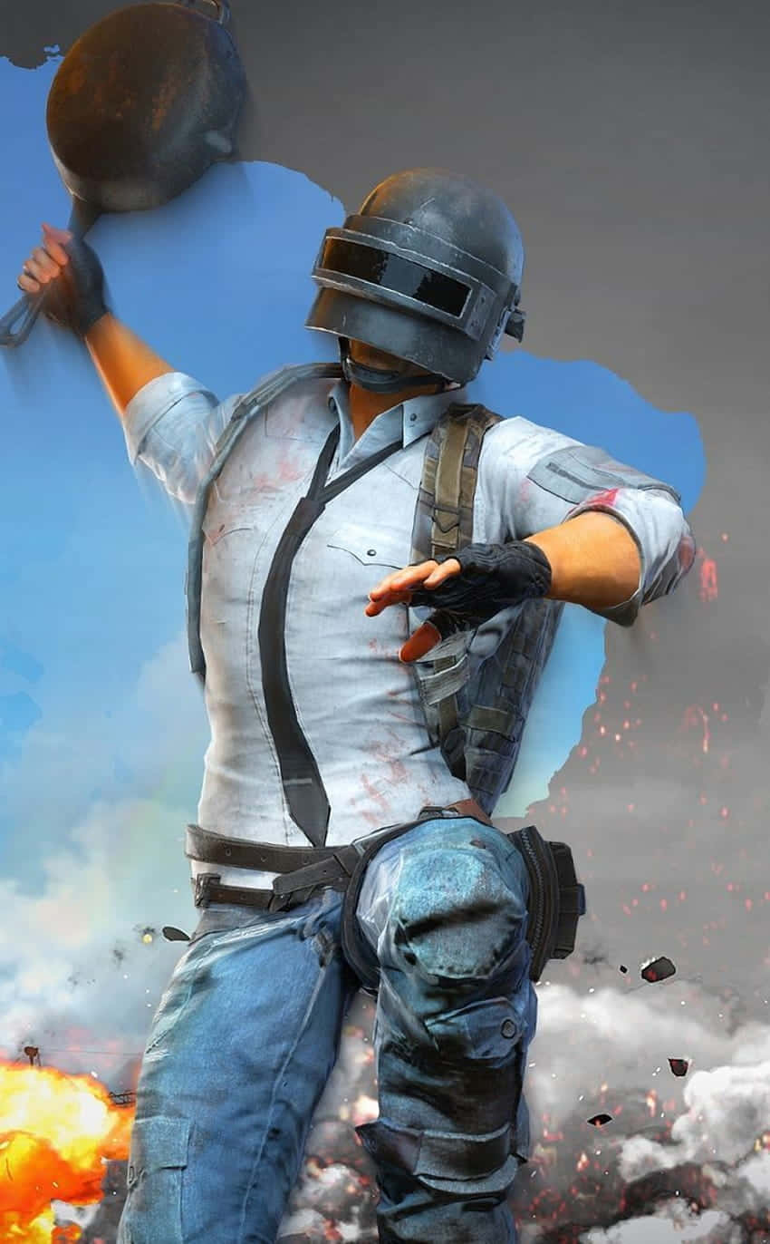 Helm-man met Braaipan Pixel 3 Playerunknown's Battlegrounds Agtergrond Muurpapier
