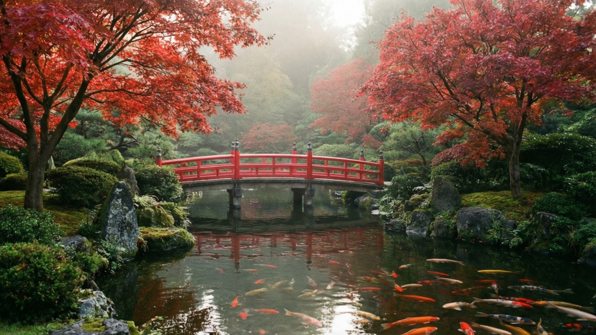 Herfs Japannese Tuin Muurpapier