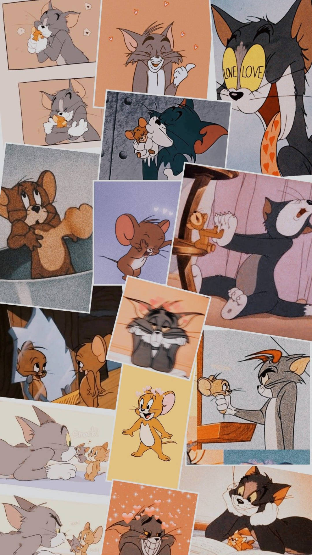 Herinneringe van Tom en Jerry Estetiese Collage Muurpapier