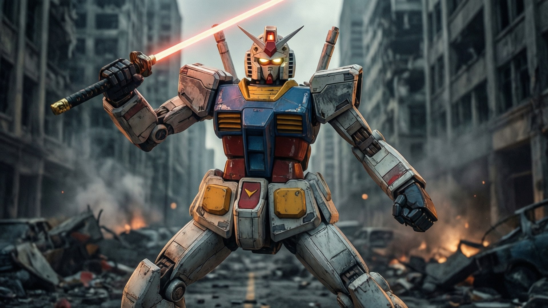 Heroïese Gundam in Ruiens Muurpapier