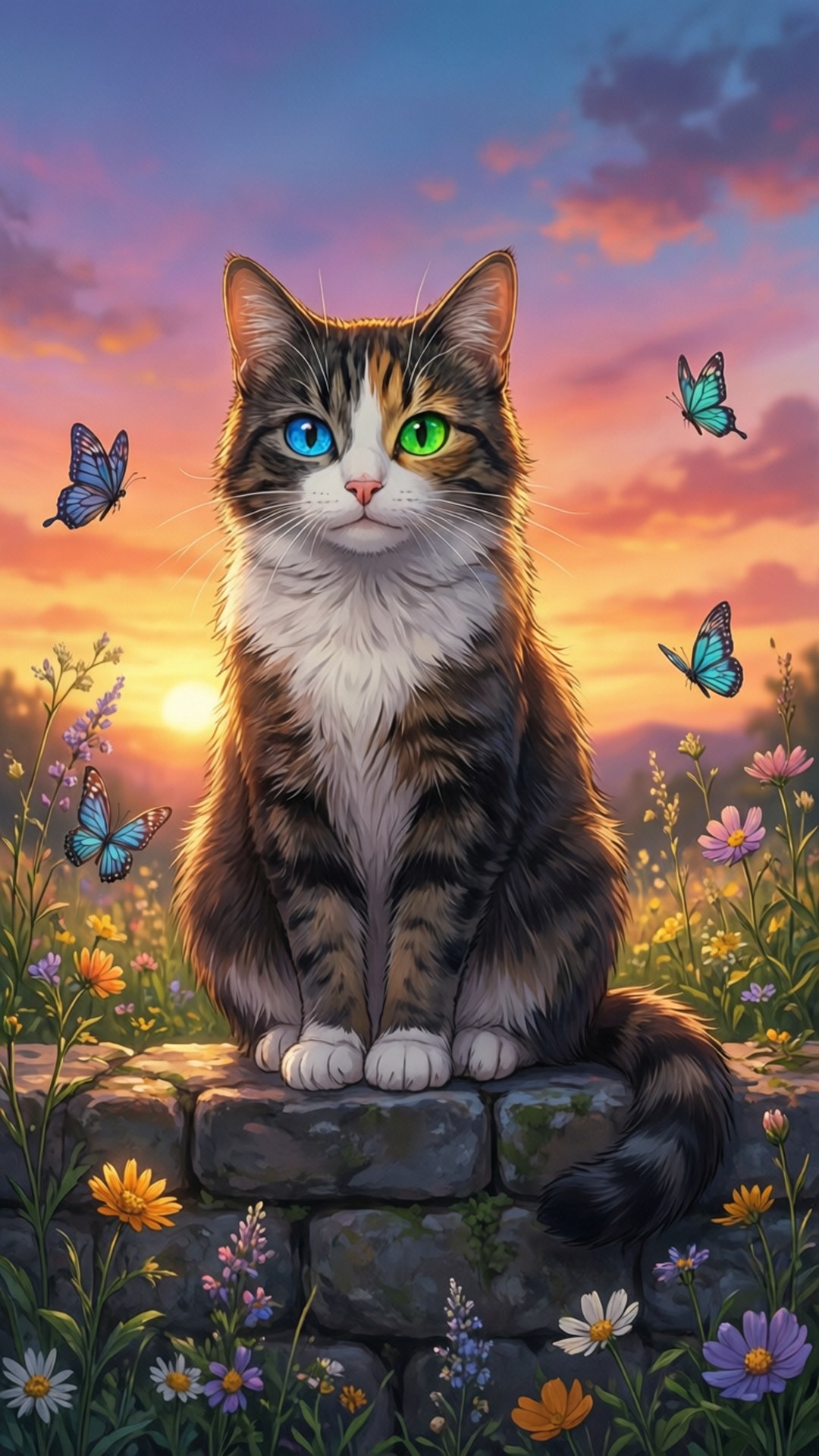 Heterochromie Kat Muurpapier