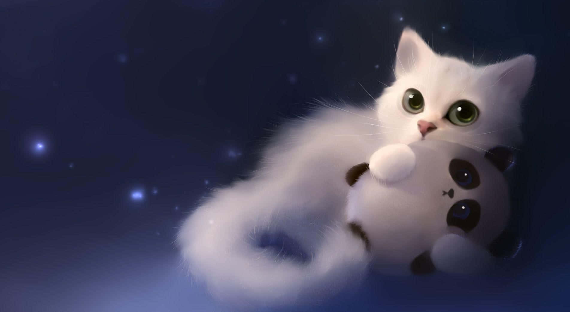 Hierdie Anime Kat Is Gereed om Avonture saam met Jou te Verken Muurpapier