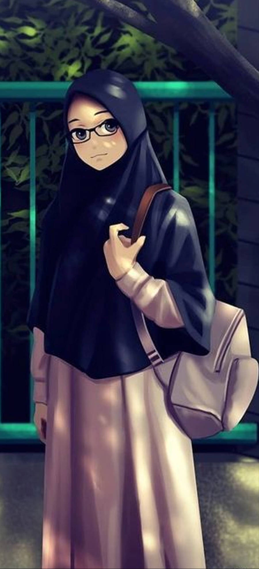 Hijab Prentjiemeisie Rugsak Muurpapier