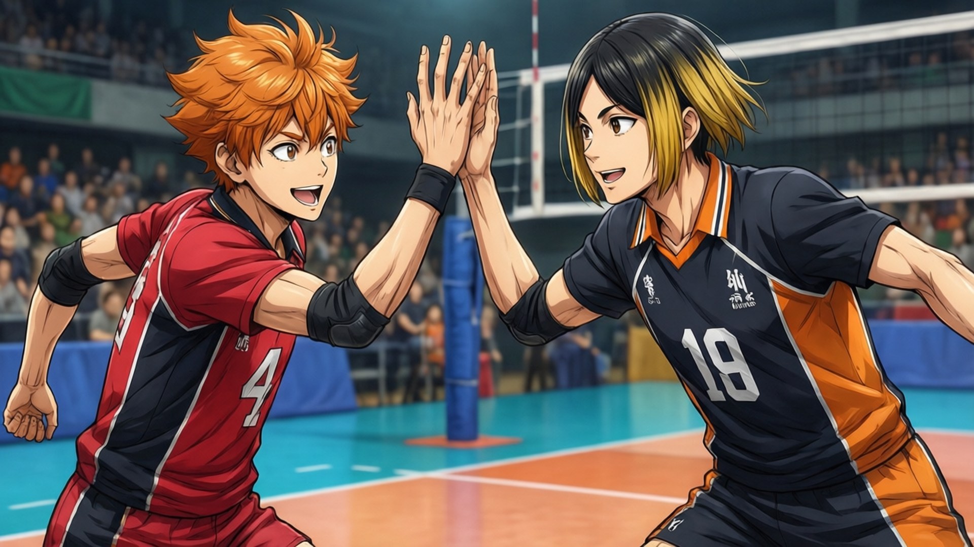 Hinata en Kageyama Hoë Vyf Muurpapier