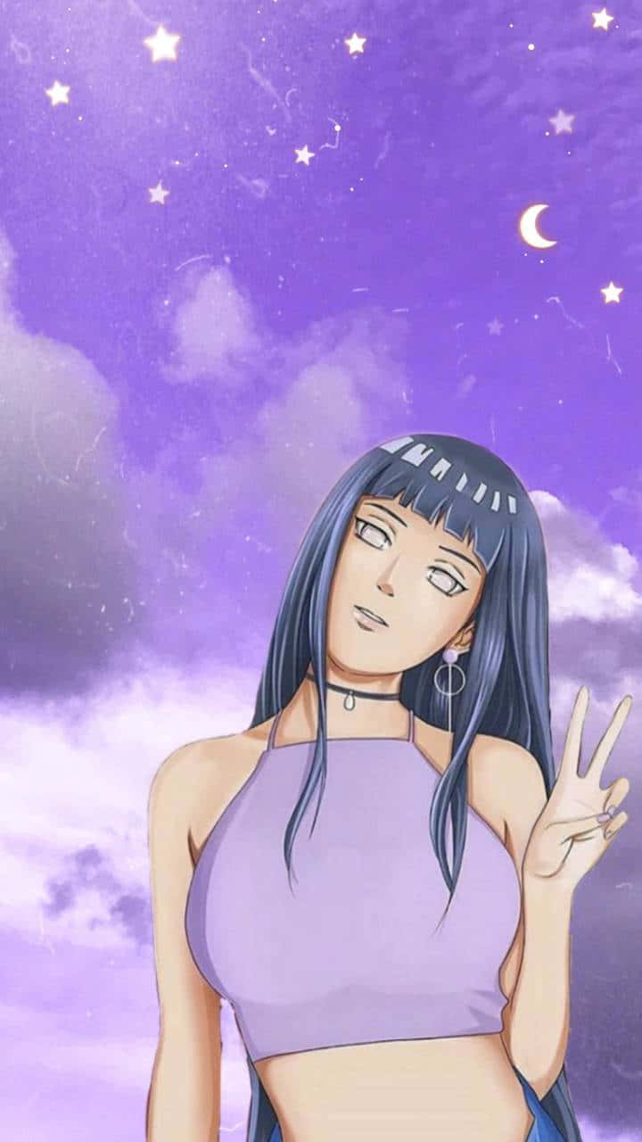 Hinata Uzumaki Vredesteken Muurpapier