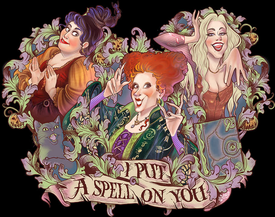 Hocus Pocus Sanderson Susters Illustrasie Muurpapier