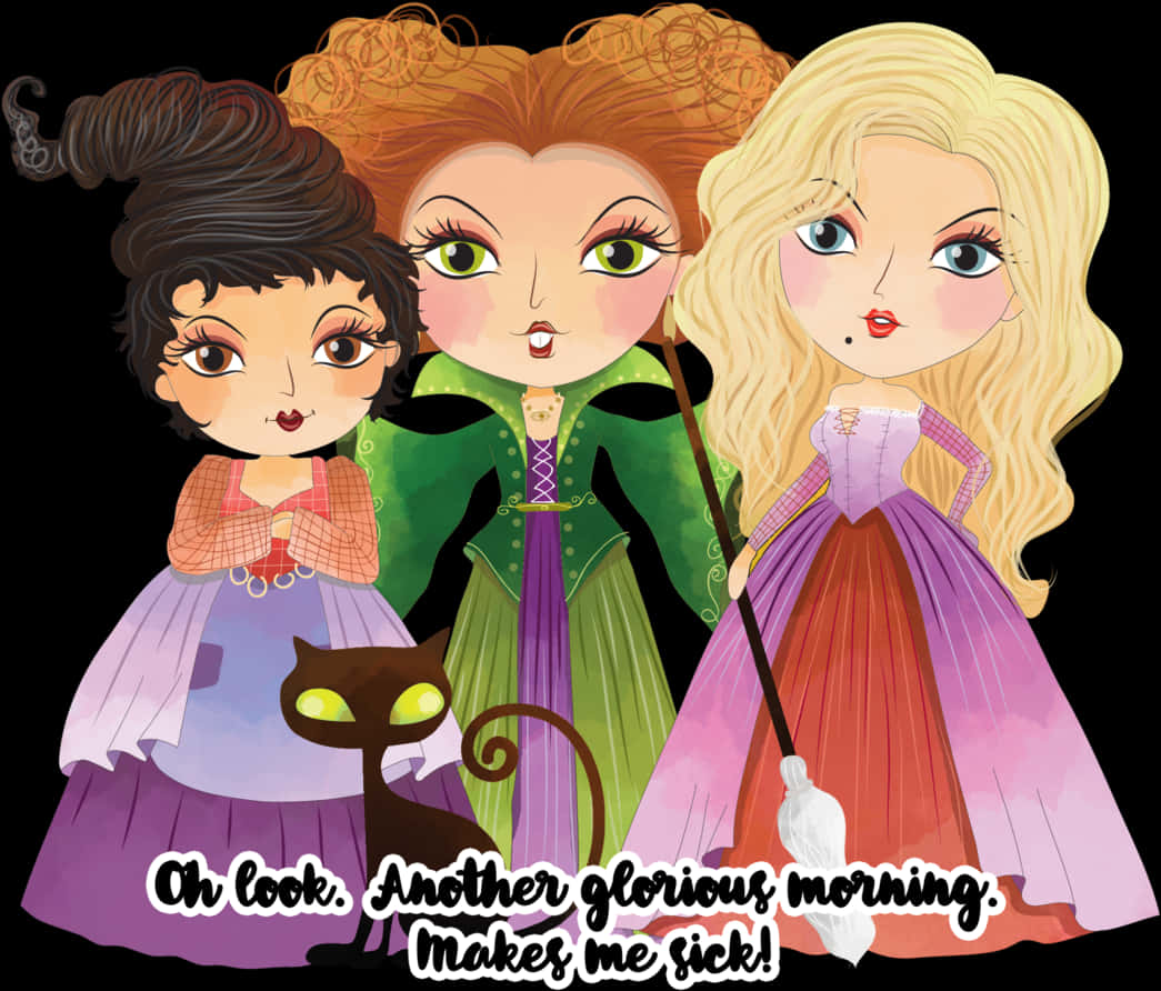 Hocus Pocus Sanderson Susters Spotprent Muurpapier