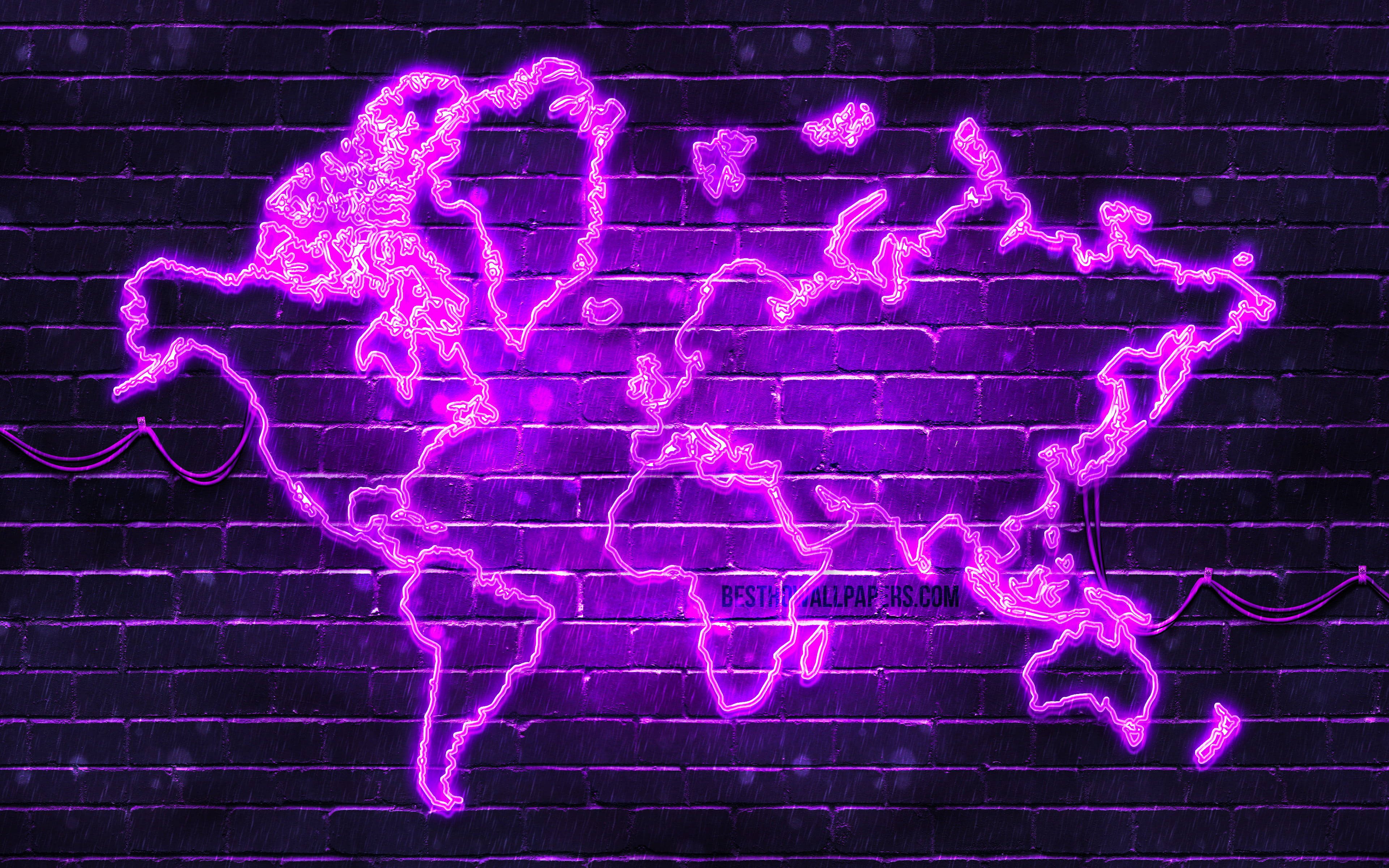 Hoë Resolusie Neonpers Wêreldkaart Vertoon Muurpapier